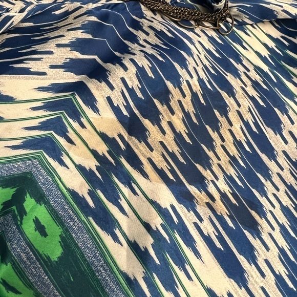 Collective Concepts Poncho Blouse Blue Geometric - Picture 11 of 13